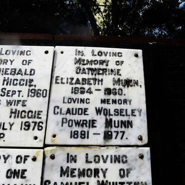 MUNN Claude Wolseley Powrie 1891-1977 &amp; Catherine Elizabeth 1894-1960