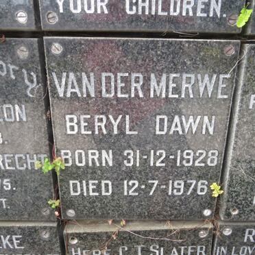 MERWE Beryl Dawn, van der 1928-1976