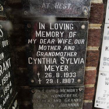 MEYER Cynthia Sylvia 1933-1987