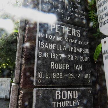 PETERS Roger Ian 1929-1987 &amp; Isabella Thompson 1927-2000