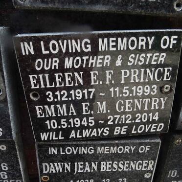 PRINCE Eileen E.F. 1917-1993 :: GENTRY Emma E.M. 1945-2014