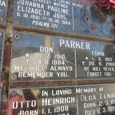 PARKER Don 1910-1984 &amp; Ethnie 1913-2000
