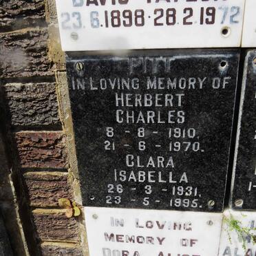 PITT Herbert Charles 1910-1970 &amp; Clara Isabella 1931-1995