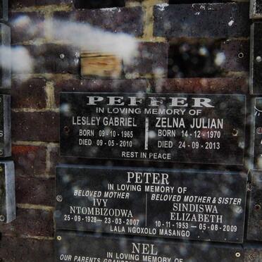 PEFFER Lesley Gabriel 1965-2010 &amp; Zelna Julian 1970-2013