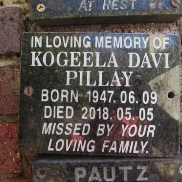 PILLAY Kogeela Davi 1947-2018
