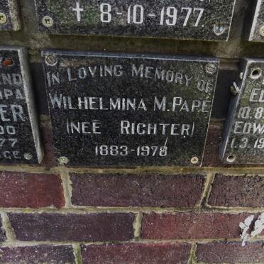 PAPE Wilhelmina M. nee RICHTER 1883-1978