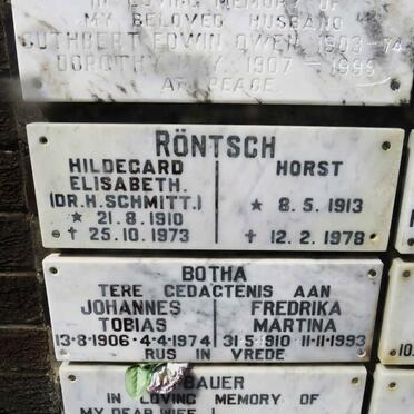 RONTSCH Horst 1913-1978 &amp; Hildegard Elisabeth 1910-1973