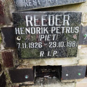REEDER Hendrik Petrus 1926-1981
