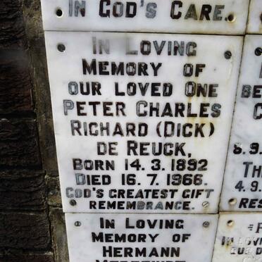 REUCK Peter Charles Richard, de 1892-1966