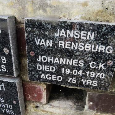RENSBURG Johannes C.K., Jansen van -1970