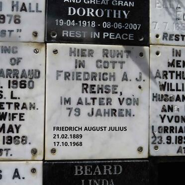 REHSE Friedrich A.J. 1889-1968