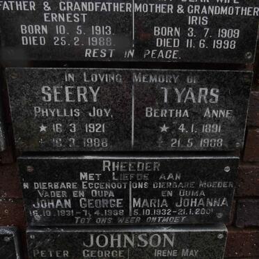 SEERY Phyllis Joy 1921-1988 :: TYARS Bertha Anne 1891-1988