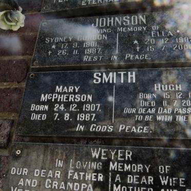 SMITH Hugh 1911-2000 &amp; Mary MCPHERSON 1907-1987