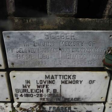 SEEBER Basil Leo 1901-1973 &amp; Elvira 1905-1990