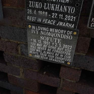 SOFUTE Ivy Nomqondiso 1951-2022