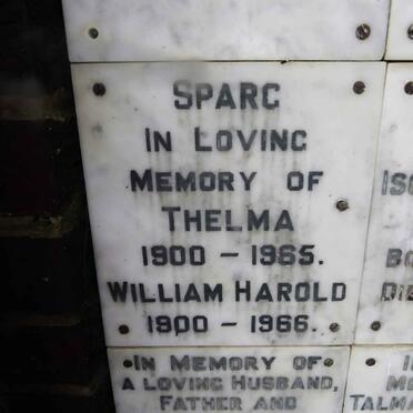 SPARG William Harold 1900-1966 &amp; Thelma 1900-1965