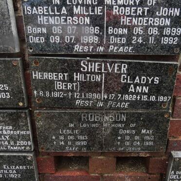 SHELVER Herbert Hilton 1912-1990 &amp; Gladys Ann 1922-1997