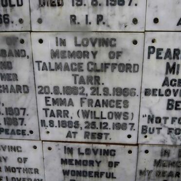 TARR Talmage Clifford 1882-1966 &amp; Emma Frances WILLOWS 1885-1967
