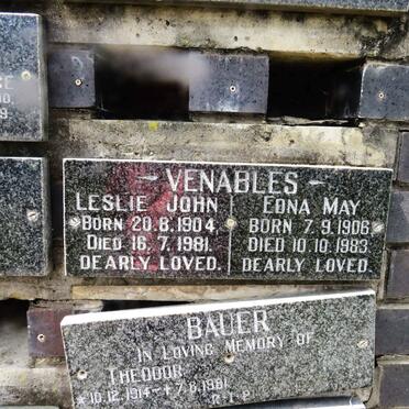 VENABLES Leslie John 1904-1981 &amp; Edna May 1906-1983