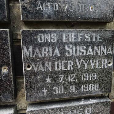 VYVER Maria Susanna, van der 1919-1980
