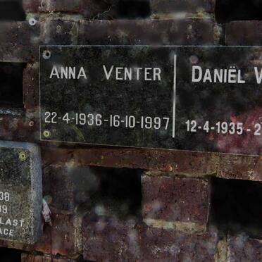 VENTER Daniel 1935-2021 &amp; Anna 1936-1997