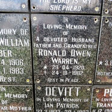 WARREN Ronald Owen 1920-1982