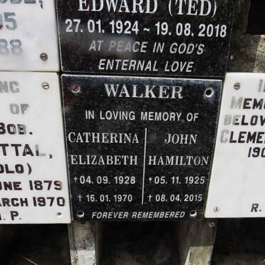 WALKER John Hamilton 1925-2015 &amp; Catherina Elizabeth 1928-1970