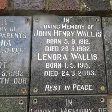 WALLIS John Henry 1912-1982 &amp; Lenora 1915-2003