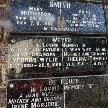 WEYER Vernon Wylie 1920-1998 &amp; Thelma 1916-1987