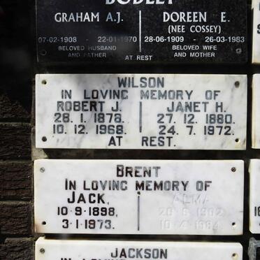 WILSON Robert J. 1878-1968 &amp; Janet H. 1880-1972