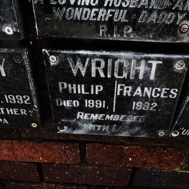 WRIGHT Philip -1991 &amp; Frances -1992