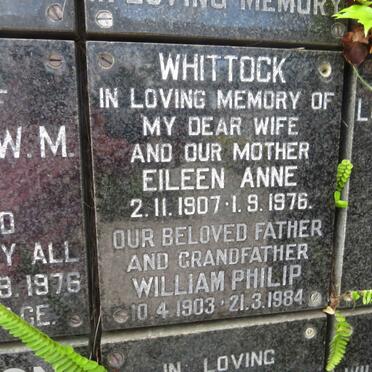WHITTOCK William Philip 1903-1984 &amp; Eileen Anne 1907-1976