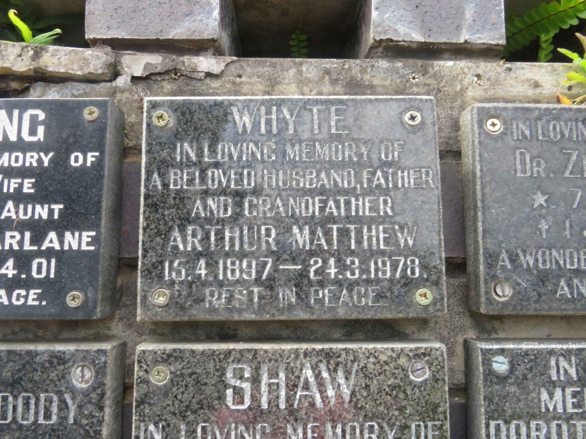 WHYTE Arthur Matthew 1897-1978