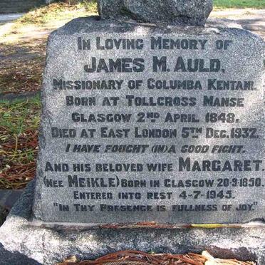 AULD James M. Rev 1848-1932 &amp; Margaret MEIKLE 1850-1945