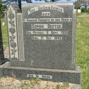 BEETGE Sophie nee PETZER 1905-1949