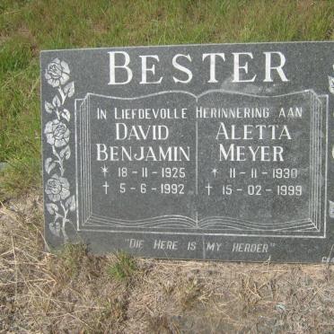 BESTER David Benjamin 1925-1992 &amp; Aletta Meyer 1930-1999