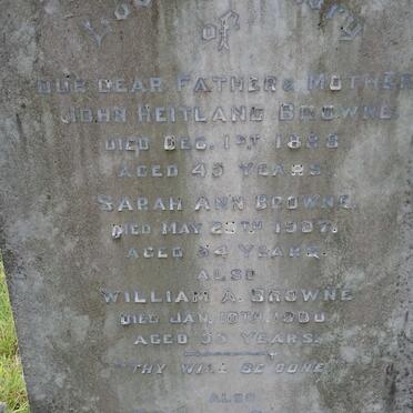 BROWNE John Heitland -1888 &amp; Sarah Ann -1907