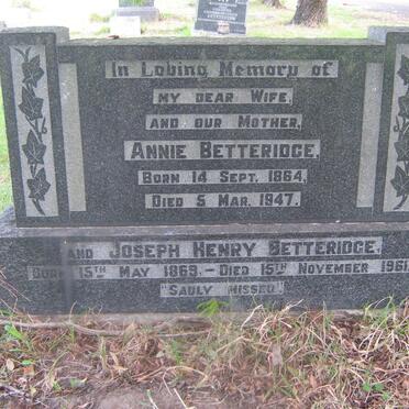 BETTERIDGE  Joseph Henry 1869-1961 &amp; Annie 1864-1947 