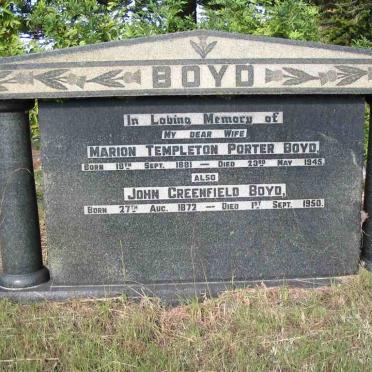 BOYD  John Greenfield 1872-1950 &amp; Marion Templeton Porter 1881-1945
