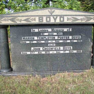 BOYD  John Greenfield 1872-1950 &amp; Marion Templeton Porter 1881-1945
