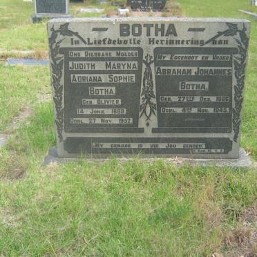 BOTHA Abraham Johannes 1886-1945 &amp; Judith Maryna Adriana Sophie OLIVIER 1888-1952