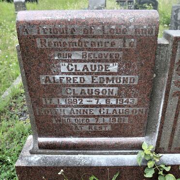 CLAUSON Alfred Edmund 1892-1943 &amp; Edith Anne -1981