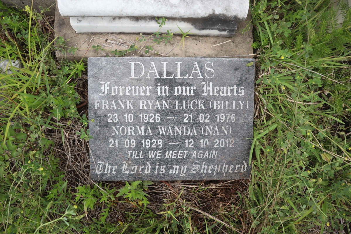 DALLAS Frank Ryan Luck 1926-1976 &amp; Norma Wanda 1928-2012