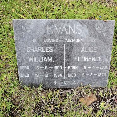 EVANS Charles William 1900-1974 &amp; Alice Florence 1901-1976