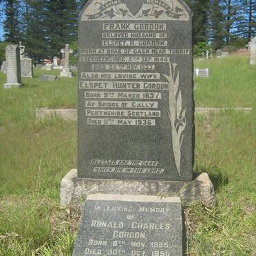 GORDON Frank 1844-1923 &amp; Elspet Hunter 1857-1936  :: GORDON Ronald Charles 1885-1950