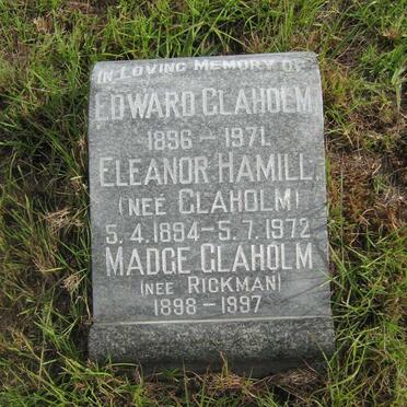 GLAHOLM Edward 1896-1972 &amp; Madge RICKMAN 1898-1997 ::  HAMILL Eleanor nee GLAHOLM 1894-1972