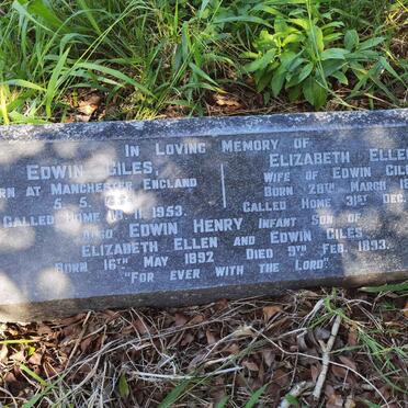 GILES Edwin 18?4-1953 &amp; Elizabeth Ellen 1861-1944 :: GILES Edwin Henry 1892-1893