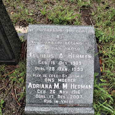 HERMAN Jacobus A. 1909-1953 &amp; Adriana M.M. 1916-2007