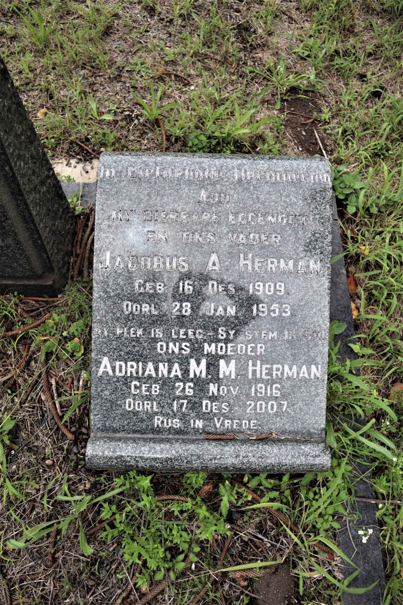 HERMAN Jacobus A. 1909-1953 &amp; Adriana M.M. 1916-2007