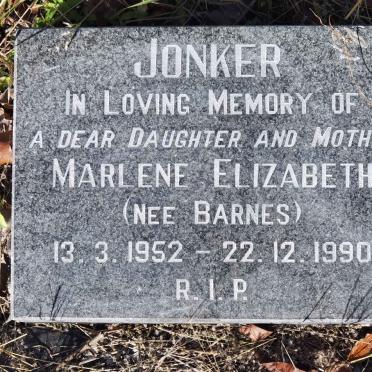 JONKER Marlene Elizabeth nee BARNES 1952-1990